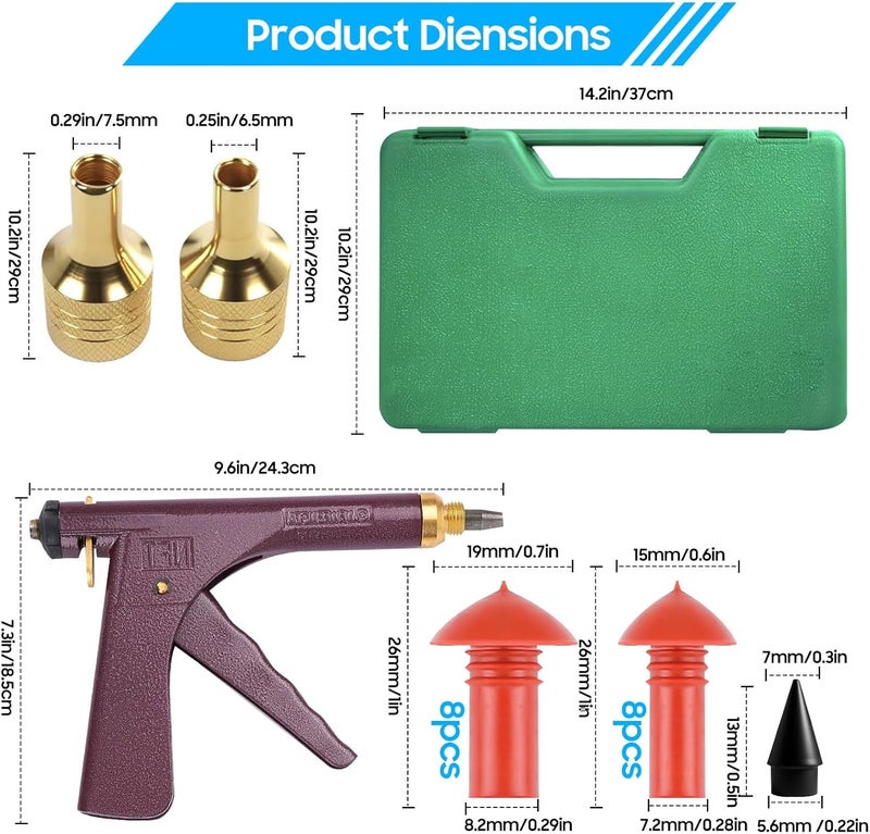 Lenareli Tubeless Tire Gun Puncture Repair Kit with Mushroom Plug (Gun Puncture kit 16 Plugs, Red for Tyre Punctures and Flats on Cars, Motorcycles, ATV, Trucks & Tractors - Image 2